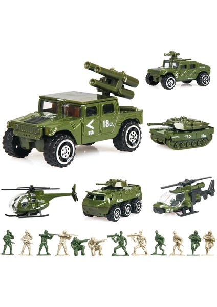 18 Paket Döküm Askeri Araç Setleri, 6 Paket Muhtelif Alaşım Metal Model Araba Oyuncakları ve 12 Paket Asker Ordu Adamları, Mini Ordu Oyuncak Tankı, Panzer, Hava Savunma Aracı, Çocu (Yurt Dışından)