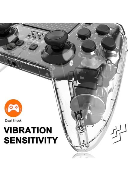 Şeffaf Rapid Fire Kablosuz Ps4 Oyun Denetleyicisi, Hoparlör ve 3,5 mm Kulaklık Jakı ile Play Station 4 Için 6 Eksenli Hareket Sensörü Çift Titreşim Gamepad (Yurt Dışından)
