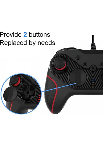 USB Kablolu Gamepad Oyun Denetleyicisi Çift Joystick'li Ergonomik Oyun Kolu Turbo Altı Eksenli Jiroskop Işlevleri Kırmızı ve Mavi (Yurt Dışından)