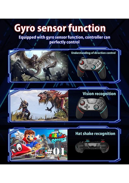 Anahtar Gamepad Uzaktan Kumanda Kolu Için Kablosuz Kumanda Anahtar Desteği Amibo, Uyandırma, Ekran Görüntüsü ve Titreşimle Uyumlu - Siyah (Yurt Dışından)
