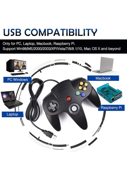 N64 Oyunları Için Retro USB Denetleyicisi, N64 Klasik USB Denetleyicisi Gamepad Joystick, N64 Sistemi Için Oyun Denetleyicisi Raspberry Pi/windows/mac/linux-Yeşil (Yurt Dışından)