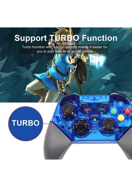 Switch Pro Denetleyici, Shumeifang Kablosuz Bluetooth Denetleyici Nintendo Switch Konsolu Için Switch Pro Uzaktan Gamepad, Gyro Ekseni, Turbo ve Çift Titreşimi - Mavi (Yurt Dışından)