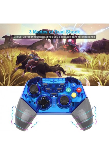 Switch Pro Denetleyici, Shumeifang Kablosuz Bluetooth Denetleyici Nintendo Switch Konsolu Için Switch Pro Uzaktan Gamepad, Gyro Ekseni, Turbo ve Çift Titreşimi - Mavi (Yurt Dışından)