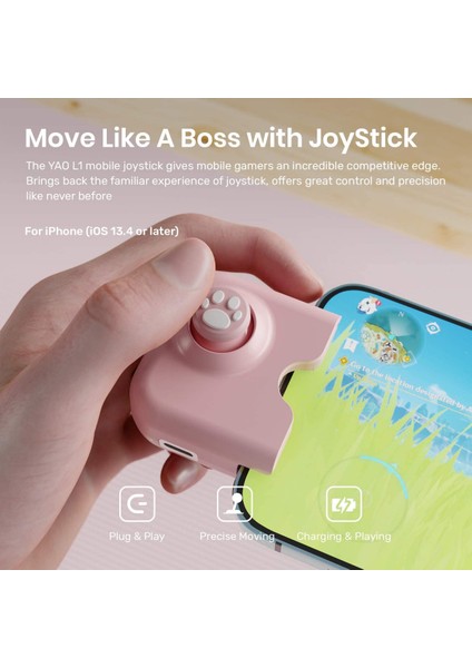 iPhone Için Yao L1 Pro Mobil Oyun Kumandası Joystick (Ios 13.4 Veya Üzeri, Ios Mobil Oyunlar Için), Pubgg Mobile ile Uyumlu Oyun Gamepad'i, Call Of Duty Mobile(Codm), Wild Rift, Ge (Yurt Dışından)