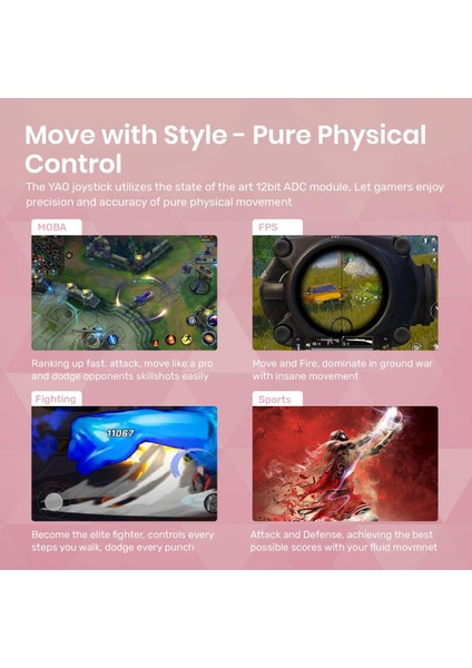 iPhone Için Yao L1 Pro Mobil Oyun Kumandası Joystick (Ios 13.4 Veya Üzeri, Ios Mobil Oyunlar Için), Pubgg Mobile ile Uyumlu Oyun Gamepad'i, Call Of Duty Mobile(Codm), Wild Rift, Ge (Yurt Dışından)