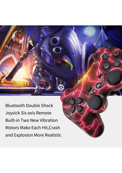 Şarj Kablosu ile Sony Playstation 3 Için Ps3 Denetleyici Kablosuz 6 Eksenli Çift Şok Oyun Denetleyicisi (Yurt Dışından) fiyatları