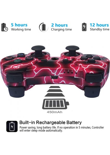 Şarj Kablosu ile Sony Playstation 3 Için Ps3 Denetleyici Kablosuz 6 Eksenli Çift Şok Oyun Denetleyicisi (Yurt Dışından) modelleri