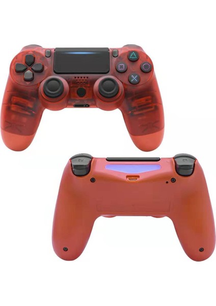 Ps4 Için Kablosuz Kumanda, Playstation 4 Oyun Konsolu Için Gamepad Uzaktan Kumanda Çubuğu, Şarj Edilebilir Pil, Çift Titreşim Kolu (Şeffaf Kırmızı) (Yurt Dışından)