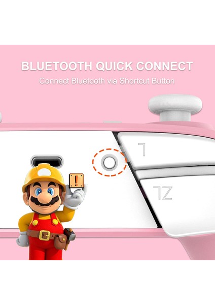 Nintendo Switch/switch Lite Için Pro Denetleyici Anahtarı, Hareket Titreşimi Turbo Hız Fonksiyonu ve Gyro Ekseni ile Kablosuz Gamepad Joystick (Pembe) (Yurt Dışından)