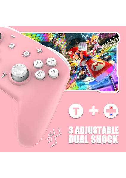 Nintendo Switch/switch Lite Için Pro Denetleyici Anahtarı, Hareket Titreşimi Turbo Hız Fonksiyonu ve Gyro Ekseni ile Kablosuz Gamepad Joystick (Pembe) (Yurt Dışından)