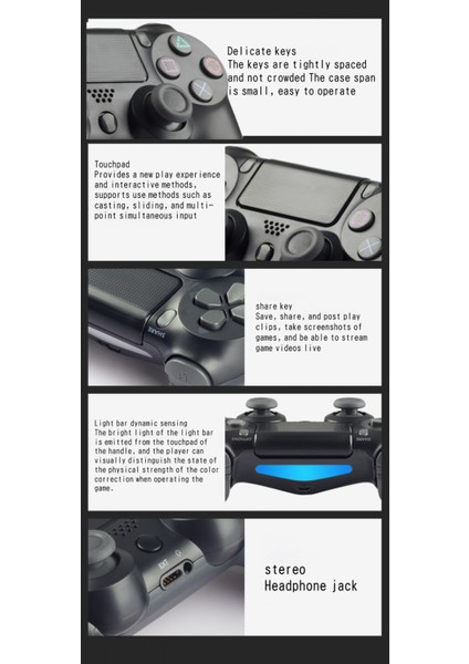 Hafif Dokunmatik Ekranlı Ps4 Kolu, Altı Eksenli Titreşim Ps4 Kolu, Bluetooth Kablosuz Oyun Kolu (Yurt Dışından) fiyatları