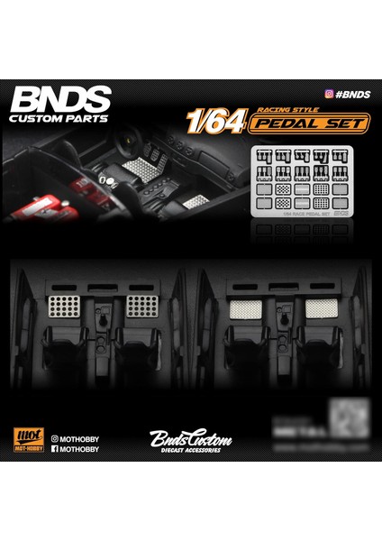 Bnds Yeni 1/64 Ölçekli Detay Up Setleri Egzoz Borusu Susturucu Yarış Tarzı Pedal Seti, Fren Diski Çekme Kancaları Yarış Model Araba Araç Için Ön Cam Silecekleri (Pedal Seti) (Yurt Dışından)