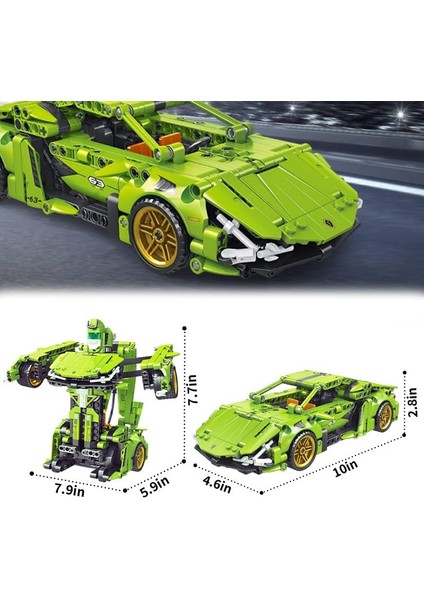 Yarış Arabaları Yapı Taşları Seti, 2'si 1 Arada Yapı Tuğlaları Robot Yapı Oyuncakları, 721 Pcs Spor Araba Modeli Çocuk Yaşı 6+ ve Yetişkin Için Hediyeler (Yurt Dışından)