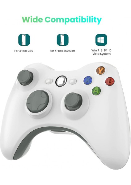 Xbox 360 Için Kablosuz Kumanda, 2,4 Ghz Gelişmiş Çift Titreşimli Oyun Kumandası ve Alıcı Uzaktan Gamepad Xbox 360 Slim Ps3 ve Pc Için Joypad Joystick Windows 7/8/10 (Siyah) (Yurt Dışından)