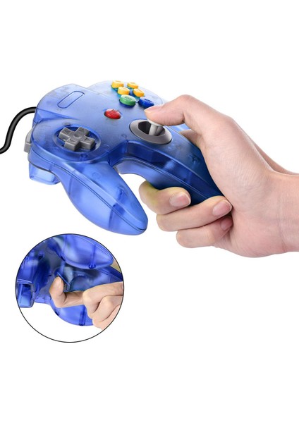 N64 Oyun Için Klasik USB Denetleyici, Windows Pc Mac Linux Raspberry Pi 3 Için USB Retro N64 Gamepad Joystick Joypad (Şeffaf Mavi) (Yurt Dışından)
