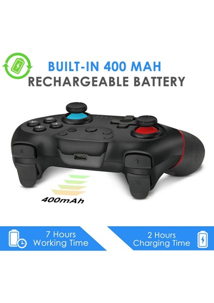 Anahtar Pro Gamepad Anahtar Konsolu ile Uyumlu 6 Eksen Saplı Kablosuz Bt Gamepad Oyun Joystick Denetleyicisi Sol Kırmızı (Yurt Dışından)