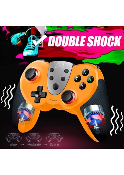 Switch, Switch Lite, Switch OLED ile Uyumlu Kablosuz Kumanda – Video Oyunları Için Premium Joypad – 3 Seviyeli Turbo Hız – Ayarlanabilir Titreşim Yoğunluğu (Sarı/siyah) (Yurt Dışından)