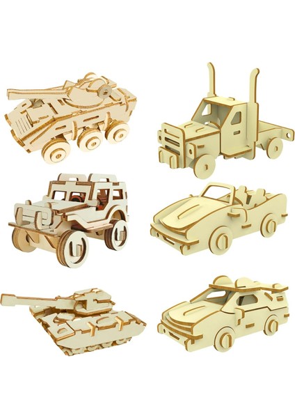 3D Ahşap Yapboz - 6 Parçalı Set Ahşap Araba Zeka Yapboz - Kendin Yap Montaj Araba Yapım Modeli Kitleri - Ahşap Stem Oyuncaklar Çocuklar ve Yetişkinler Için Hediyeler Gençler Erkekl (Yurt Dışından)