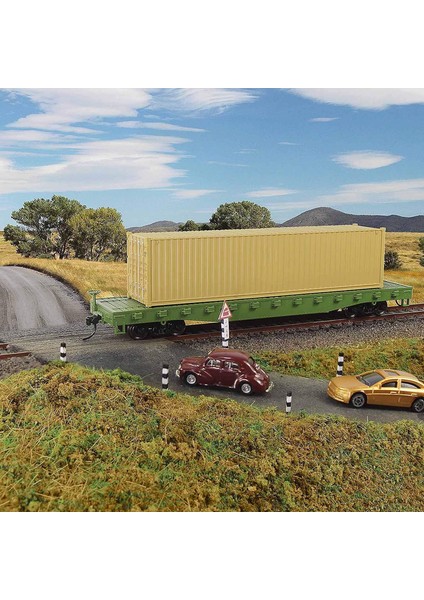 C8741 2 Adet Ho Ölçekli 1:87 52 'düz Araba Düz Yataklı Taşıyıcı 52FT Model Tren Konteyner Taşıma Yük Arabası (Ordu Yeşil) (Yurt Dışından) modelleri