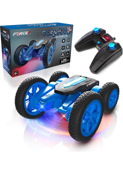 Çocuklar Için Tornado LED Uzaktan Kumandalı Araba - Çift Taraflı Hızlı Rc Araba, 360 Döndürme Özelliğine Sahip 4WD Off-Road Gösteri Arabası, Tüm Arazi Lastikleri, Led'ler, Şarj Edi (Yurt Dışından)
