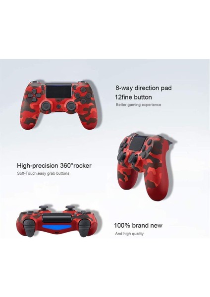 Ps4 Için Dotpet Oyun Denetleyicisi (Kırmızı Kamuflaj), Windows Pc ve Windows Pc ile Uyumlu Çift Titreşim Android Işletim Sistemi, Kablosuz Bluetooth Denetleyici (Yurt Dışından)