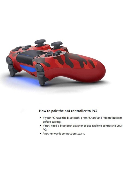 Ps4 Için Dotpet Oyun Denetleyicisi (Kırmızı Kamuflaj), Windows Pc ve Windows Pc ile Uyumlu Çift Titreşim Android Işletim Sistemi, Kablosuz Bluetooth Denetleyici (Yurt Dışından)