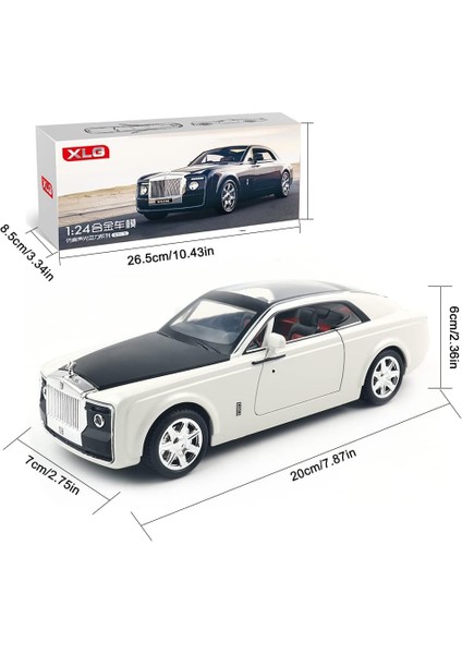 Zarif Araba Modeli 1/24 Rolls-Royce Sweptail Model Araba, Çocuklar Erkek Kız Hediye Için Çinko Alaşımı Ses ve Işık ile Geri Çekin Oyuncak Araba. (Beyaz Siyah-C) (Yurt Dışından) fiyatları