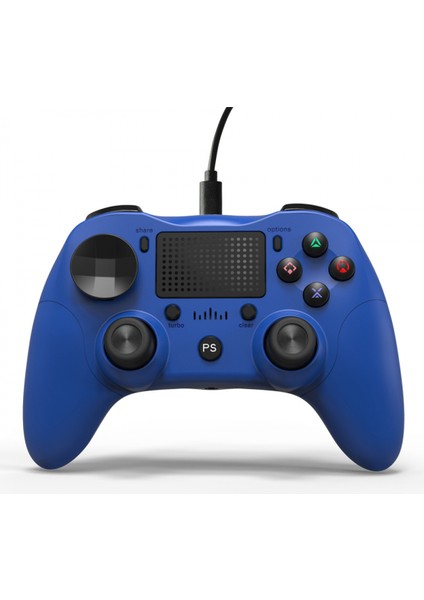 USB Kablolu Gamepad Oyun Denetleyicisi Dokunmatik Yüzeyli Ergonomik Oyun Kolu Çift Joystick Ayrılabilir USB Kablosu Mavi (Yurt Dışından)