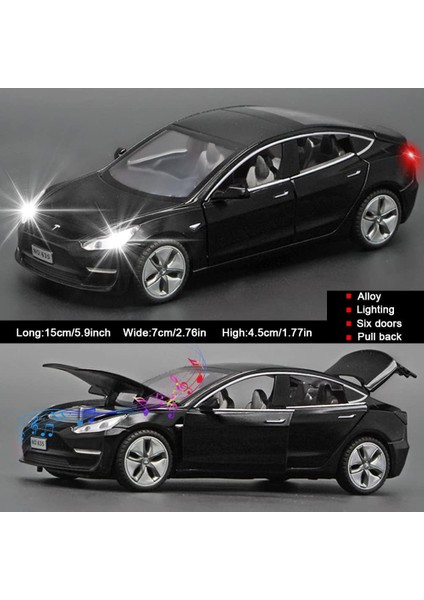 Tesla Model 3 Replika ile Uyumlu Pres Döküm Araba Oyuncakları, 1:32 Ölçekli Alaşım Model 3 Oyuncak Araba Ses ve Işık Oyuncak Araçlar ile Geri Çekin Araba Modeli, Mini Model 3 Çocuk (Yurt Dışından)