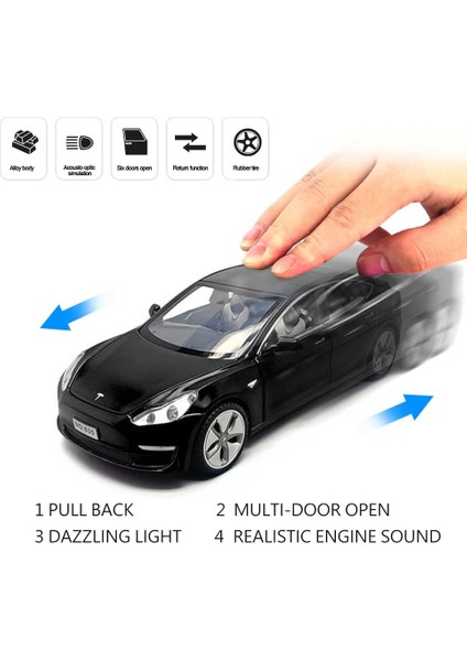 Tesla Model 3 Replika ile Uyumlu Pres Döküm Araba Oyuncakları, 1:32 Ölçekli Alaşım Model 3 Oyuncak Araba Ses ve Işık Oyuncak Araçlar ile Geri Çekin Araba Modeli, Mini Model 3 Çocuk (Yurt Dışından)