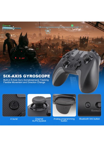 Kablosuz Switch Pro Denetleyici, Kablosuz Switch Gamepad, Switch/pc Için, Gyro Ekseni/çift Titreşimi, Ergonomik Tasarım Kaymaz, Joystick'li Uzaktan Gamepad (Siyah) (Yurt Dışından)
