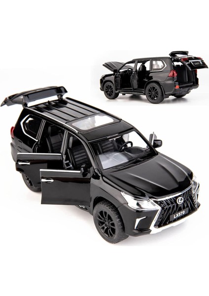 1/32 Lüks Suv Model Arabada Lexus LX570 Off-Road Için Uyumlu, Çinko Alaşımlı Geri Çekin Oyuncak Araba Çocuklar Için Ses ve Işık ile Erkek Kız Hediye (Siyah) (Yurt Dışından)