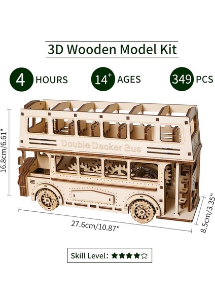 Yetişkinler Için 3D Ahşap Yapboz, Çift Katlı Otobüs 3D Yapboz Bulmacalar, Dıy Model Araç Kiti El Sanatları Ahşap El Sanatları Mekanik Hobiler Oyuncak, 14+ Gençler Için Doğum Günü A (Yurt Dışından)