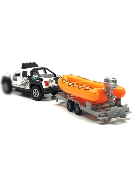 Kamyonet Römork Çekme Sürat Teknesi 2'si 1 Arada Oyun Seti Pres Döküm Model Araba Metal Geri Çekme Oyuncak Arabalar 1/36 Suv Araç Dış Mekan Sandbox Macera Oyun Seti Kapılar Açık Iş (Yurt Dışından)