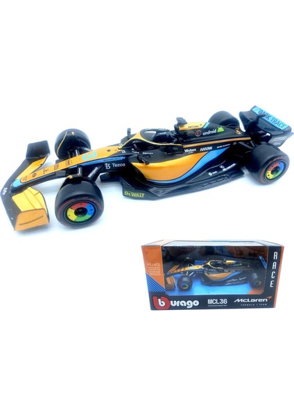 Bburago 1:43 2022 F1MCLAREN MCL36 #3 Daniel Ricciardo 1/43 MCL36 #3 Formula 1 Döküm Alaşım Lüks Koleksiyon Oyuncak Araba Modeli (Standart MCL36 #3) (Yurt Dışından)