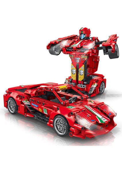 Yarış Arabaları Yapı Taşları Seti, 2'si 1 Arada Yapı Tuğlaları Robot Yapı Oyuncakları, Çocuk Yaşı 6+ ve Yetişkinler Için Spor Araba Modeli Hediyeleri (Kırmızı) (Yurt Dışından)