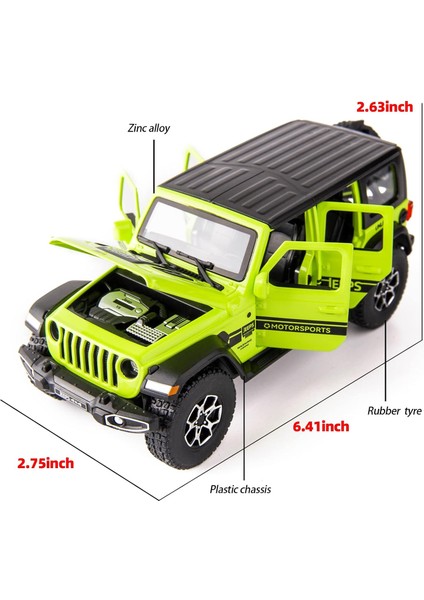 1/32 Wrangler Alaşımlı Döküm Geri Çekme Model Araba Koleksiyon Hediyesi ile Işık ve Ses Oyuncak Araç Için Uyumlu Çocuk Erkek Kız Bebek Noel Doğum Günü Hediyesi Yeşil (Yurt Dışından) fiyatları