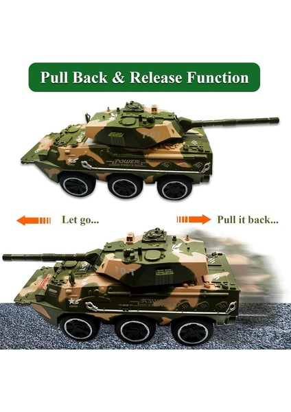 Erkekler Için Tank Oyuncakları Askeri Kamyon Zırhlı Tank Ordu Arabası Savaş Modeli Kamyon Çocuklar Için Işıklı ve Sesli Geri Çekilmiş Oyuncak Araç Doğum Günü Noel Partisi Hediyesi (Yurt Dışından)
