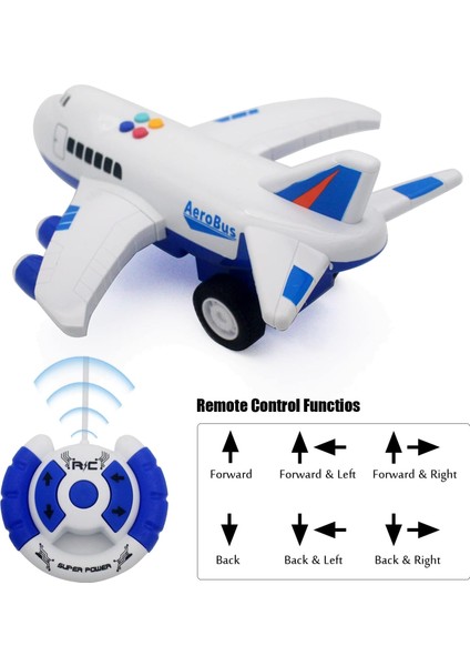 4ch Rc Uçak Radyo Uzaktan Kumanda Araç Araba Elektrikli Uçak Uçak Modeli Oyuncak Müzik, Işık Çocuk Doğum Günü Hediyeleri (Mavi) (Yurt Dışından)