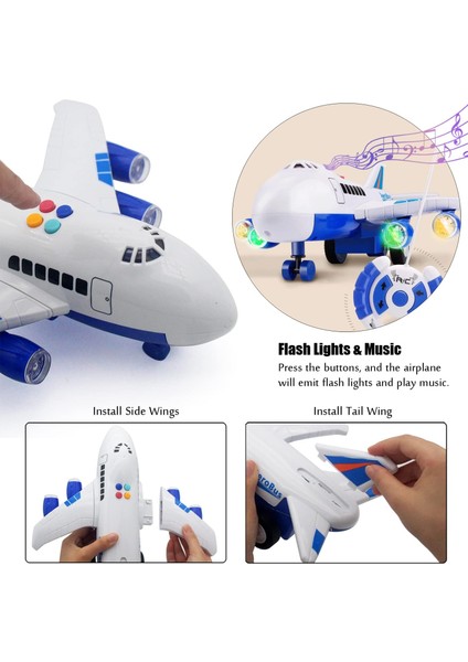 4ch Rc Uçak Radyo Uzaktan Kumanda Araç Araba Elektrikli Uçak Uçak Modeli Oyuncak Müzik, Işık Çocuk Doğum Günü Hediyeleri (Mavi) (Yurt Dışından)