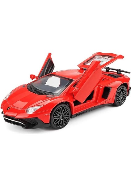 Alaşım Koleksiyonluk Kırmızı Lamborghini Araba Oyuncak Geri Çekme Araçları Işıklı ve Sesli Pres Döküm Araba Modeli (Yurt Dışından)