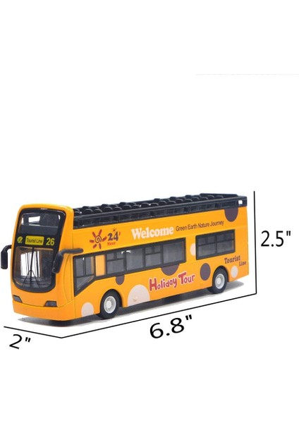 Otobüs Oyuncak Gezi Çift Katlı Şehir Otobüsü Üstü Açık Model Döküm Metal Oyuncak Arabalar Oyuncak Döküm Geri Çekilebilir Araçlar Mini Model Araba Işıkları ve Müzik (Sarı) (Yurt Dışından)