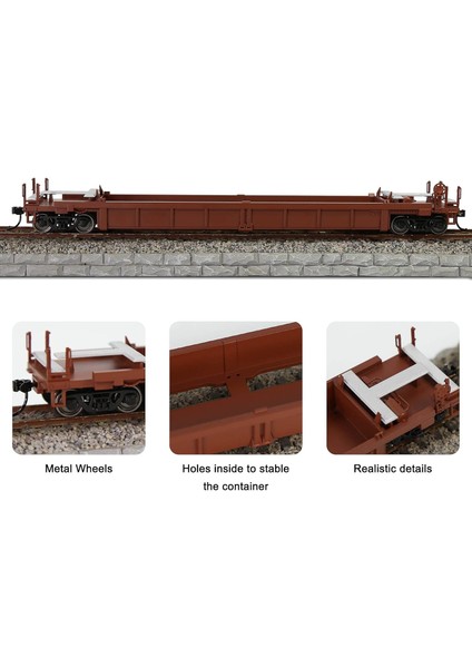 C8749 1 Adet Ho Ölçekli 40FT Kuyu Arabası 1:87 Içbükey Alt 40' Düz Araba Vagonu (1 Adet - Kahverengi) (Yurt Dışından)