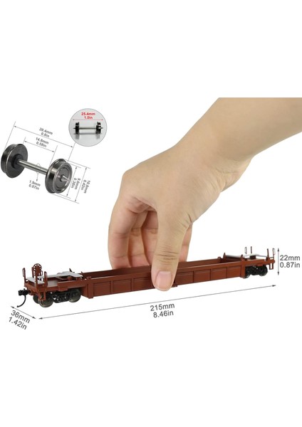 C8749 1 Adet Ho Ölçekli 40FT Kuyu Arabası 1:87 Içbükey Alt 40' Düz Araba Vagonu (1 Adet - Kahverengi) (Yurt Dışından)