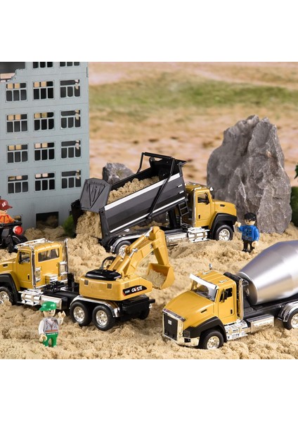 Paket Döküm Mühendisliği Inşaat Araçları, Damperli Kamyon, Kazıcı, Mikser Kamyonu, 1/50 Ölçekli Metal Koleksiyon Model Arabalar, Erkek ve Kız Çocuklar Için Kapıları Açılan Geri Çek (Yurt Dışından)