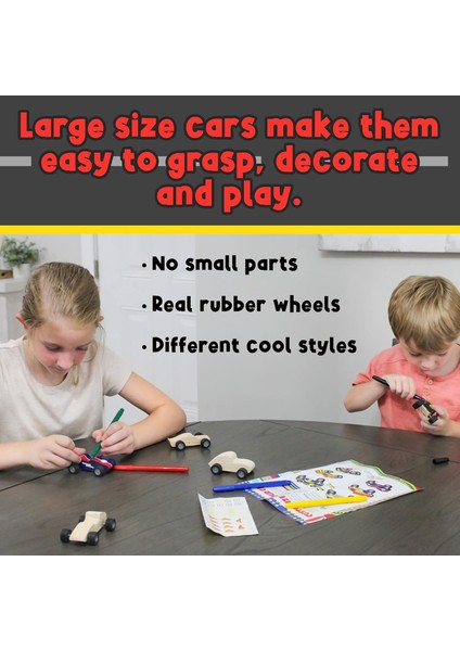Dıy Craft Ahşap Araç Seti (10 Parçalı Set); Çocuklar Için Bitmemiş Mini Ahşap Yarış Arabası El Işi Projesi (Yurt Dışından)