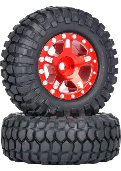1.0 Beadlock Tekerlekler ve Lastikler 4 Adet Metal Tekerlek Göbeği Kauçuk Lastikler 1/24 Rc Model Araba Paletli Eksenel SCX24 AXI00006 AXI90081 AXI00002 AXI00001(KIRMIZI2) (Yurt Dışından)