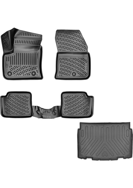 Opel Mokka 3D Havuzlu Paspas (Elektrikli Araç) + 3D Bagaj Havuzu Alt Kısım 2021 Sonrası -Rizline