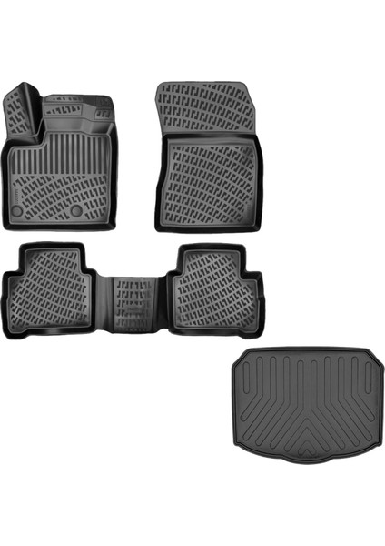 Nissan Qashqai 3D Havuzlu Paspas + 3D Bagaj Havuzu Alt Kısım 2022 Sonrası Siyah - Rizline Marka