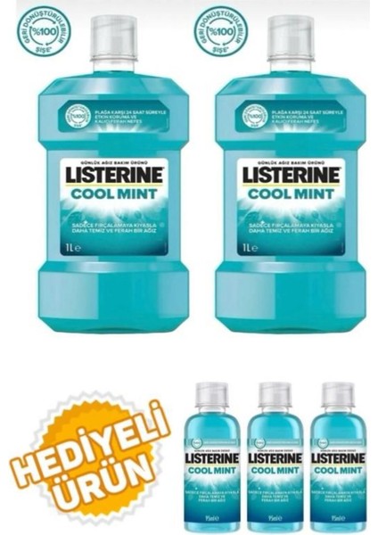 Cool Mint Ağız Bakım Suyu 1 lt 2 Adet + 95 ml 3 Adet